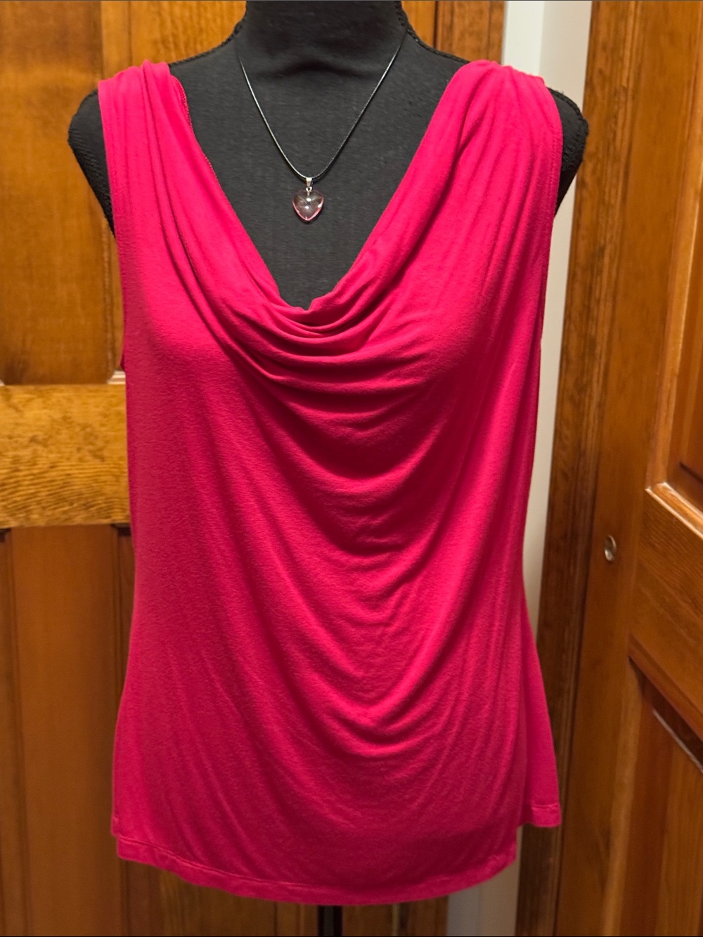 212 Collection Draped Cowl Neck Sleeveless Camisole - Hot Pink